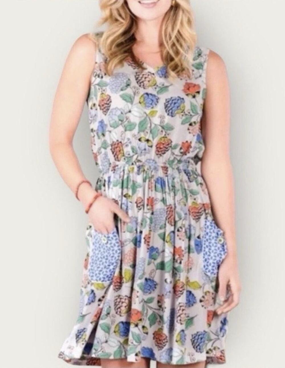 Matilda Jane In Full Bloom Boho Floral Midi Sundress Pockets Women's Sz M